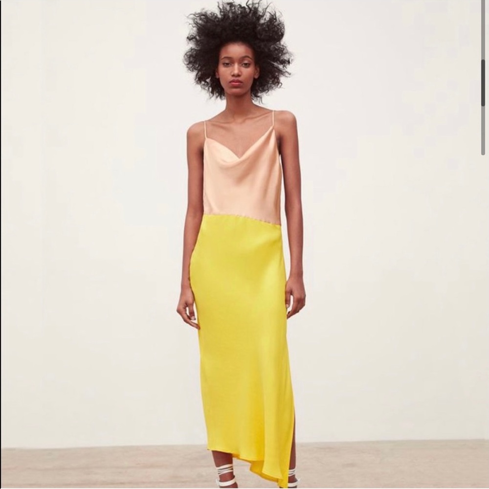 Amazing colorblock satin dress - Zara medium